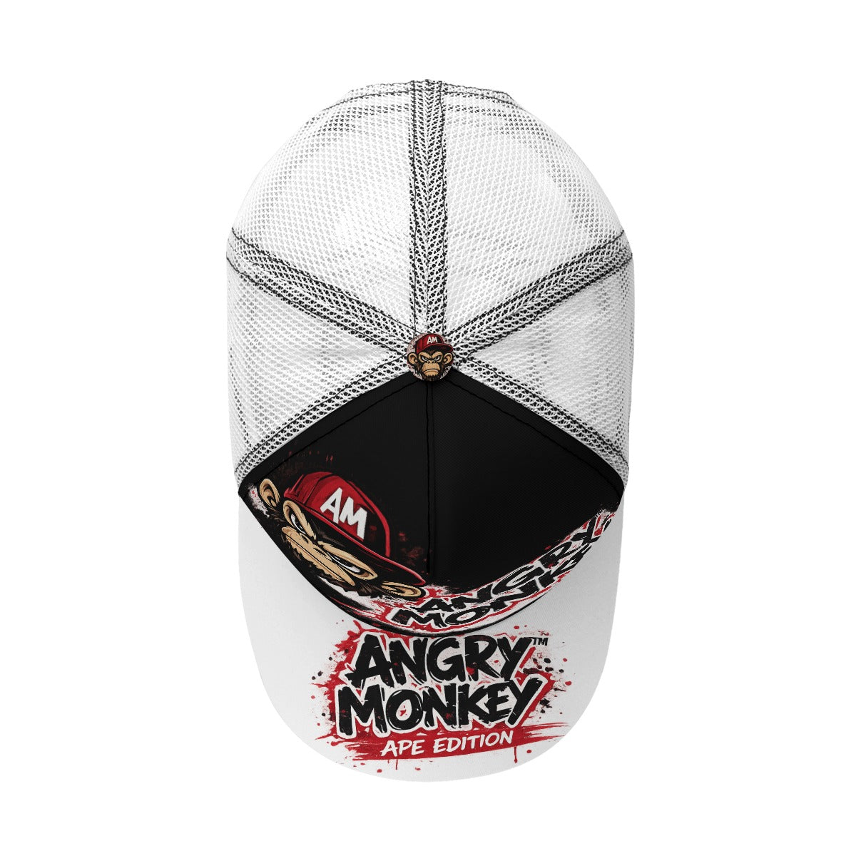 "Angry Monkey" | Black Buckle Peaked Mesh Trucker Hat