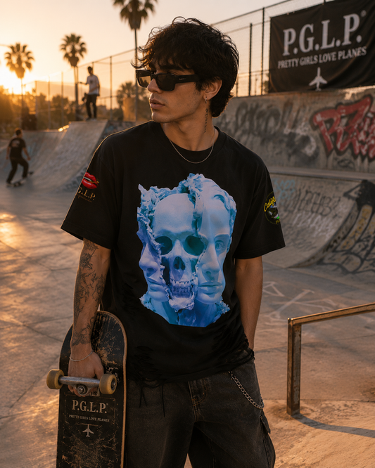 "P.G.L.P." Men’s Distressed Washed Oversized T-Shirt