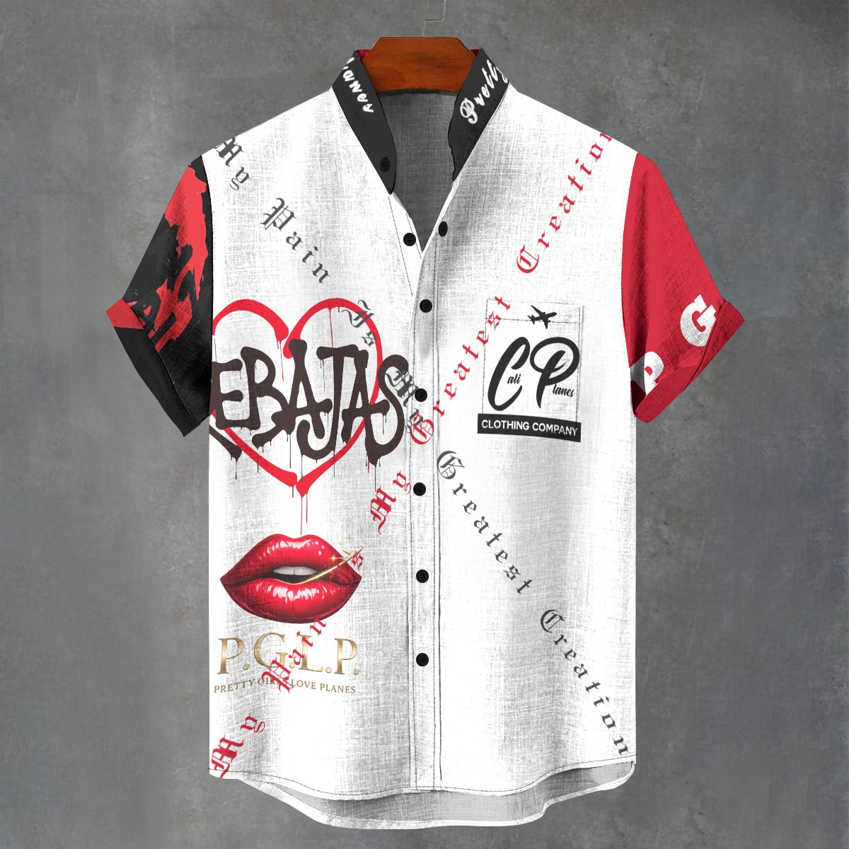"P.G.L.P." My Pain Is My Greatest Creation | Men's Stand Collar Shirt"