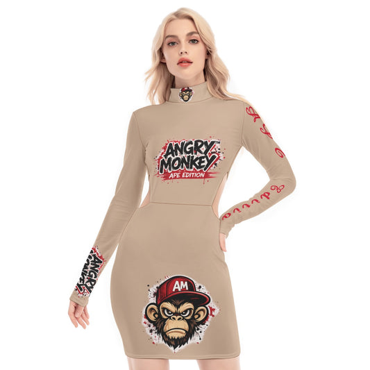 "Angry Monkey" Women's Waist Hollow Hip Dress