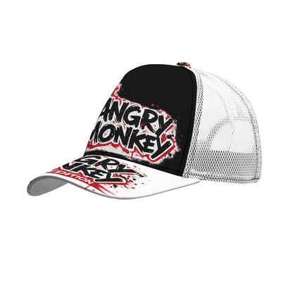 "Angry Monkey" | Black Buckle Peaked Mesh Trucker Hat