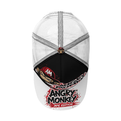"Angry Monkey" | Black Buckle Peaked Mesh Trucker Hat
