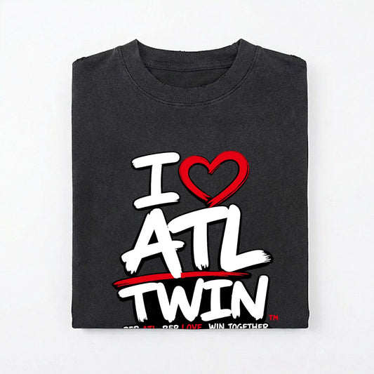 "I Love ATL TWIN" Men’s Distressed Washed Oversized T-Shirt