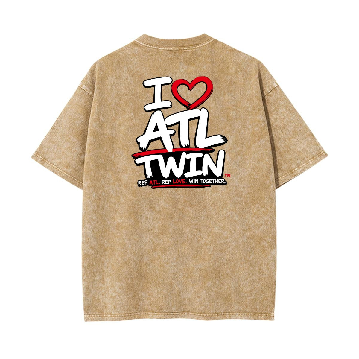"I Love ATL TWIN" Unisex Heavyweight Washed T-shirt| DTG  Double-sided