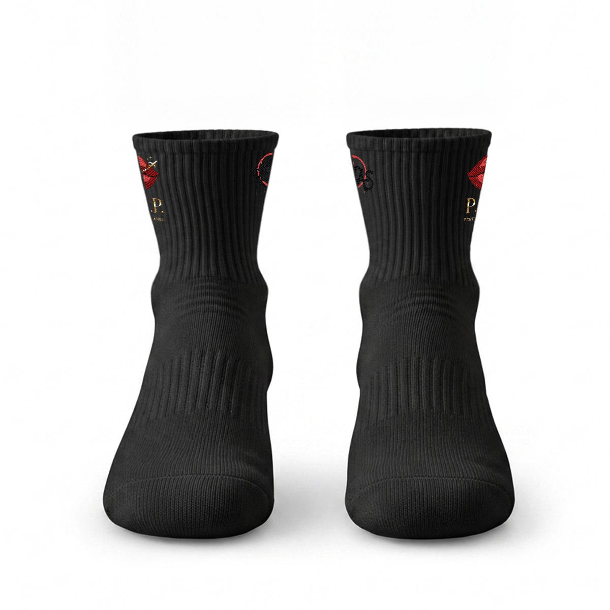 "P.G.L.P." Embroidery Sports Quarter Socks|Cotton