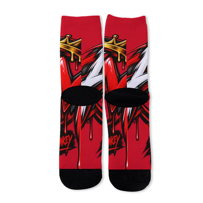 "Angry Monkey" Unisex Long Socks