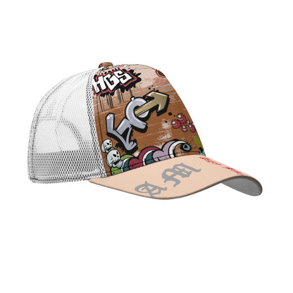 "Angry Monkey" | Black Buckle Peaked Mesh Trucker Hat