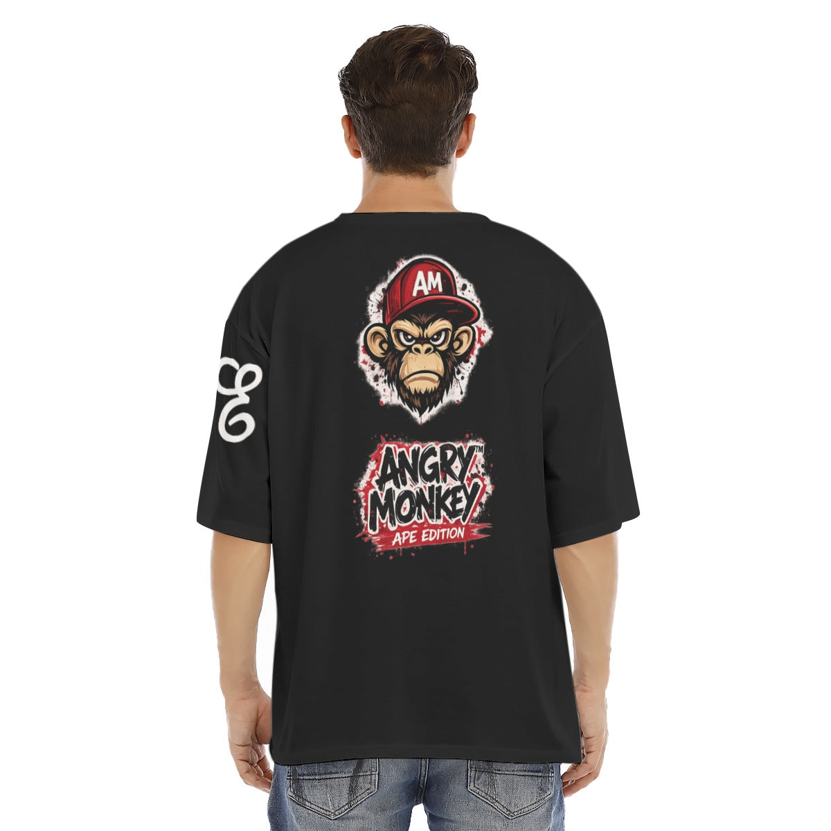 Men's Drop Shoulder "Angry Monkey" T-shirt With Short Sleeve