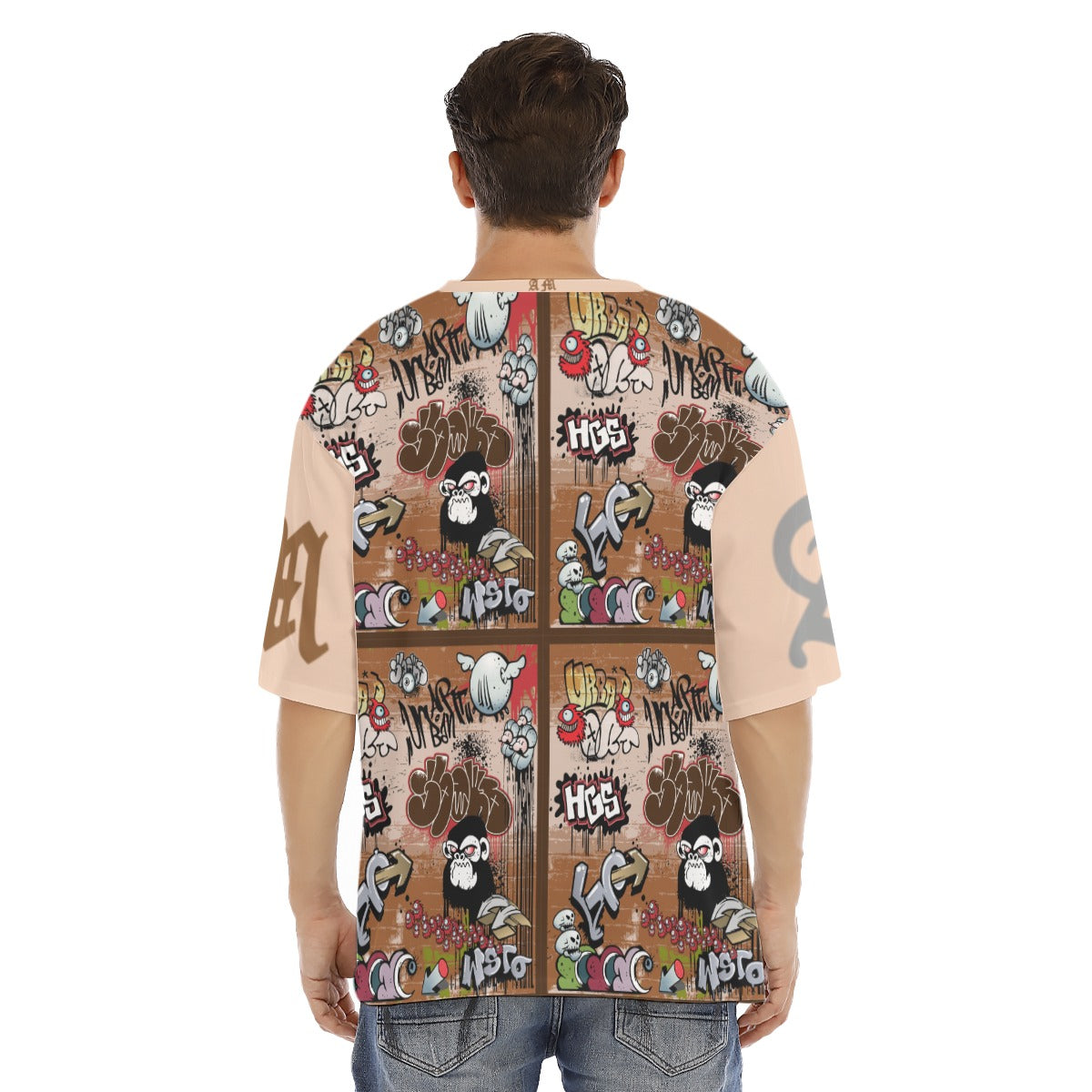 Men's Drop Shoulder "Angry Monkey" T-shirt With Short Sleeve