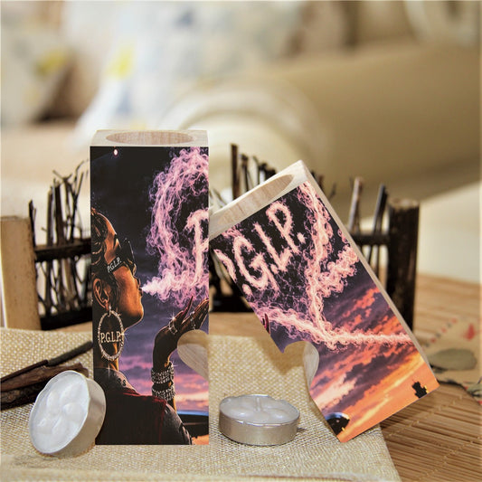 "P.G.L.P" Heart Shaped Candlestick | Wooden