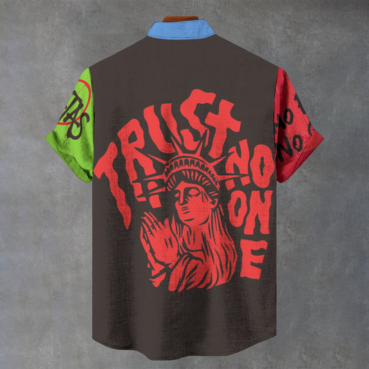 California Planes "Trust No One Men's Stand Collar Shirt"