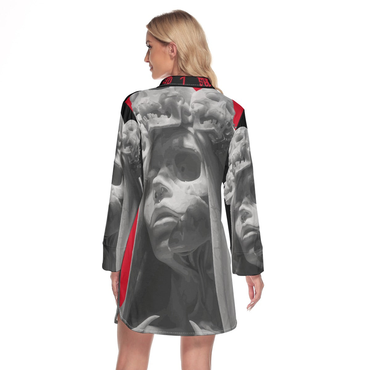 Women's Lapel Shirt Dress With Long Sleeve
