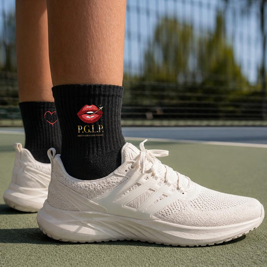 "P.G.L.P." Embroidery Sports Quarter Socks|Cotton