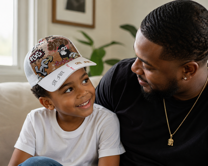 "Angry Monkey" Kid's Trucker Hat With White Half-mesh