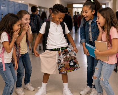 "Angry Monkey" Youth Shorts with Inner Drawstring|Birdseye