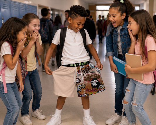 "Angry Monkey" Youth Shorts with Inner Drawstring|Birdseye