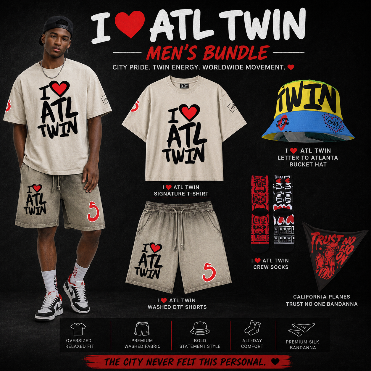 I Love Atlanta Twin Men's Bundle