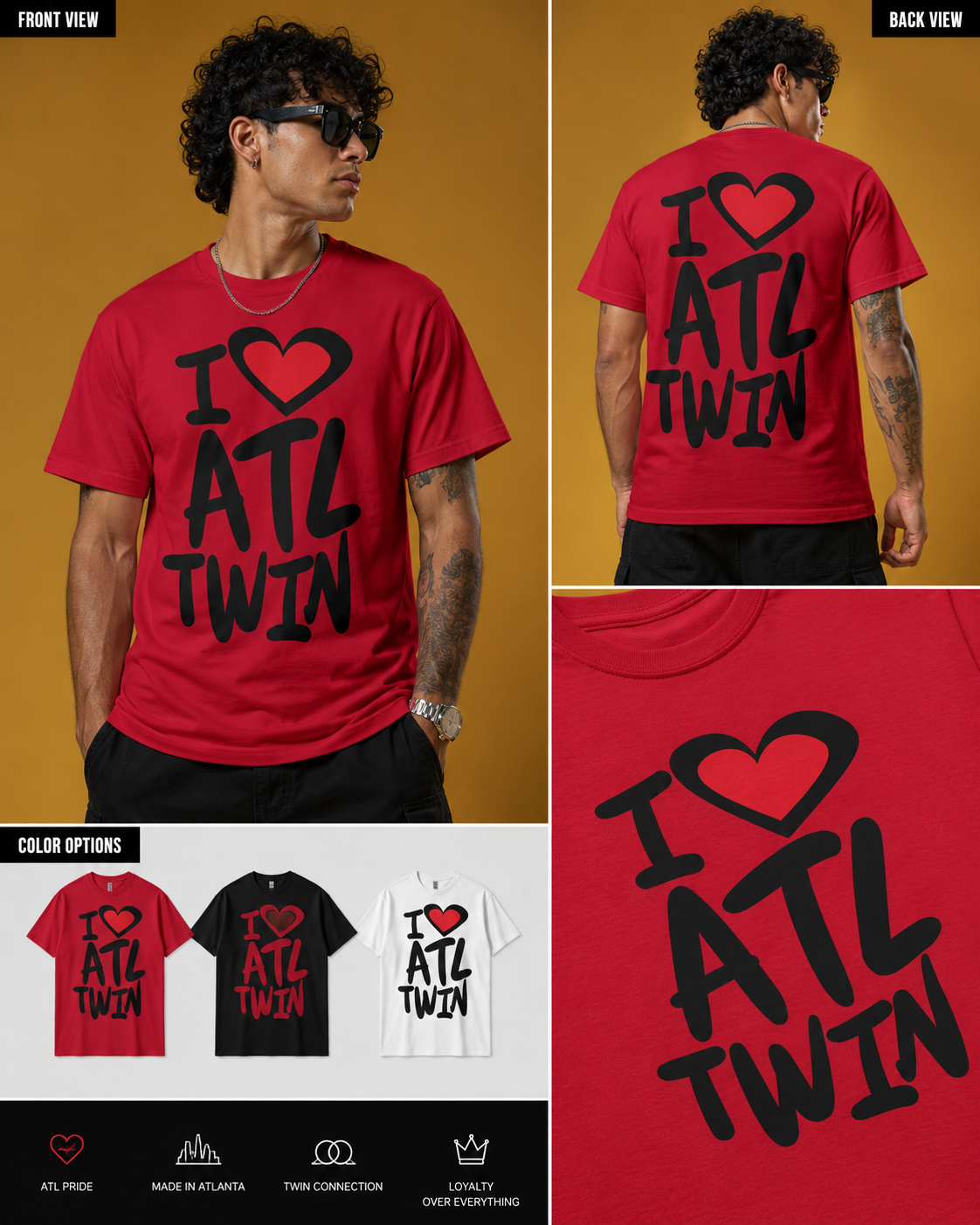 "I Love Atl Twin" Men's O-Neck T-Shirt