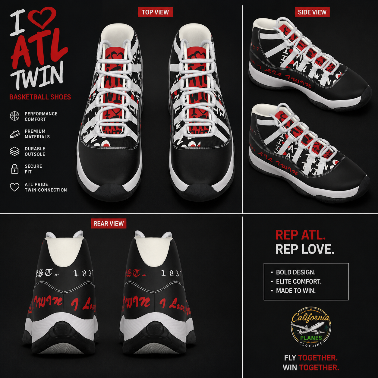 'I Love ATL TWIN" Men's HighTop Shoes