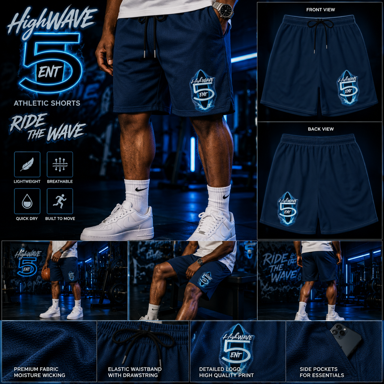 "HighWave 5" Men's Athletic Shorts