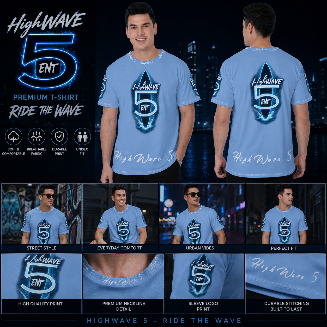 "HighWave 5" Men's T-shirt | Birdseye