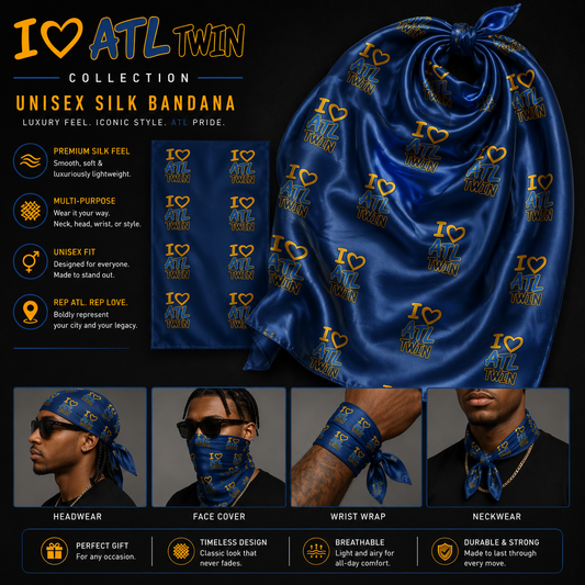 "I Love ATL TWIN" Unisex Silk Bandana