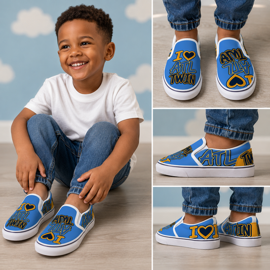 "I Love ATL TWIN" Kid's Slip on Sneakers