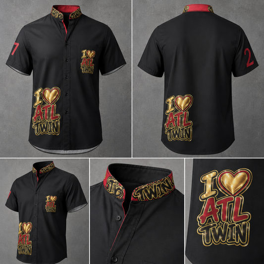 "I Love ATL TWIN" Men's Stand Collar Shirt"