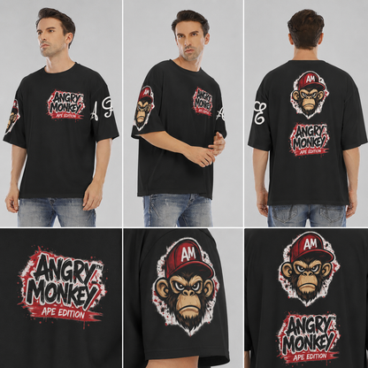 Men's Drop Shoulder "Angry Monkey" T-shirt With Short Sleeve