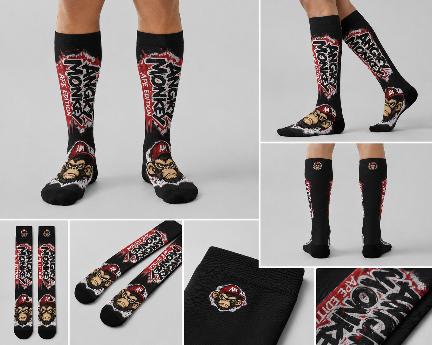 "Angry Monkey"| Unisex Long Socks