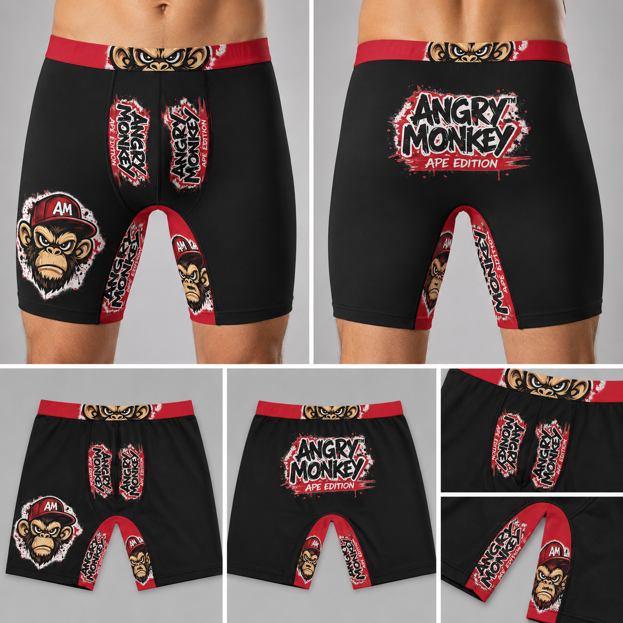 "Angry Monkey" Men's Long Boxer Briefs