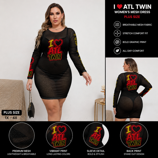 "I Love ATL TWIN" Women's Mesh Dress | (Plus Size)