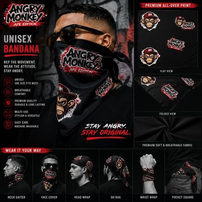 Unisex Silk "Angry Monkey" Bandana