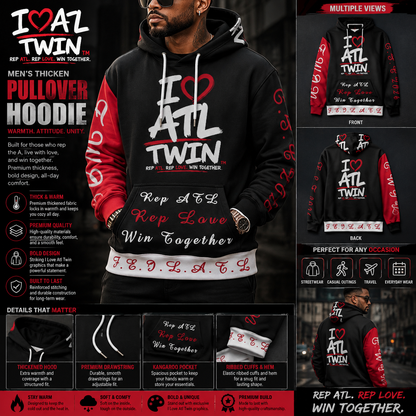 "I Love ATL TWIN" Men's Thicken | Pullover Hoodie
