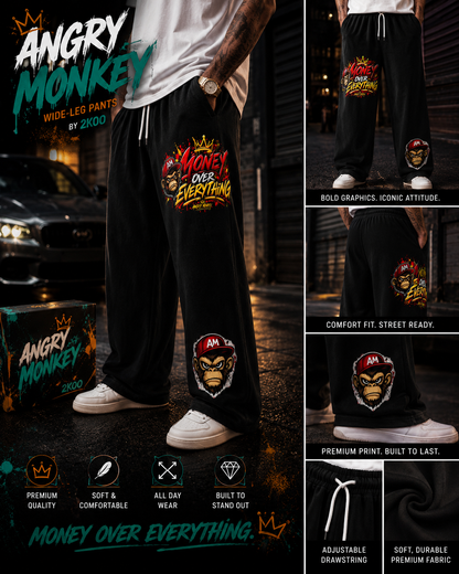 "AM-Money Over Everything" Unisex Knitted Fleece | Wide Leg Pants