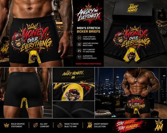"AM-Money Over Everything" Men's Stretch Boxer Briefs