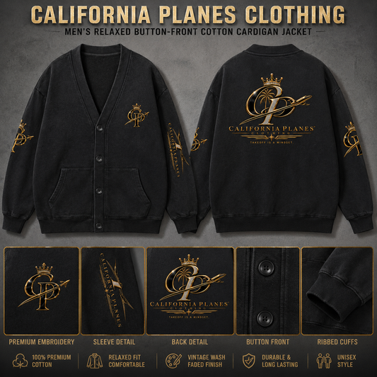 Men's Relaxed Button-Front Cotton Cardigan Jacket