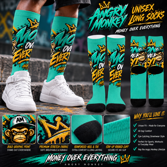 "Angry Monkey" Unisex Long Socks