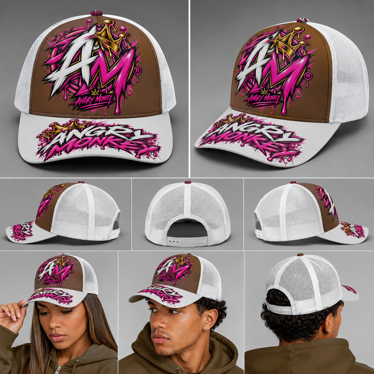 "Angry Monkey" Unisex Trucker Hat | With White Half-mesh