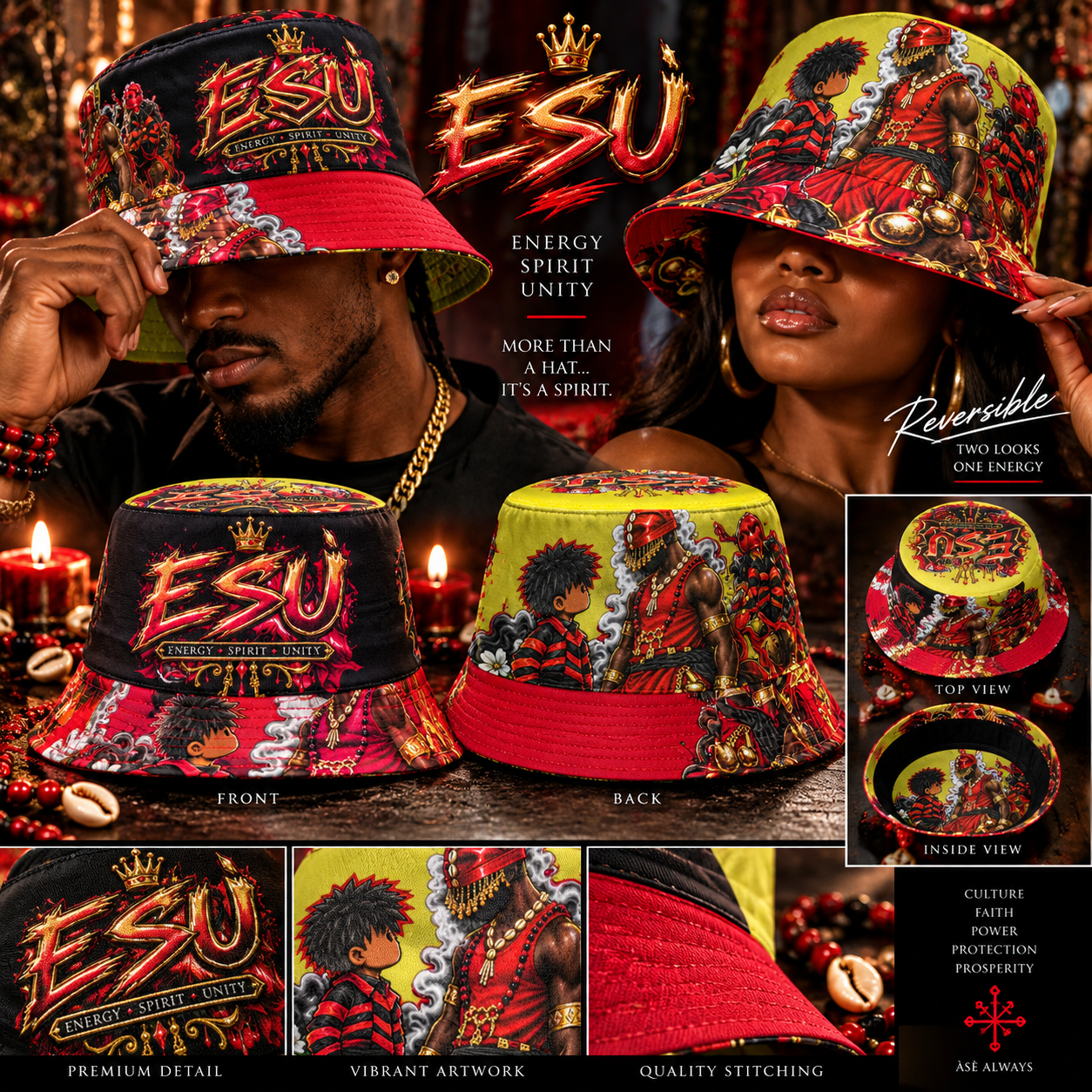 "ESU" Double-Sided Bucket Hat