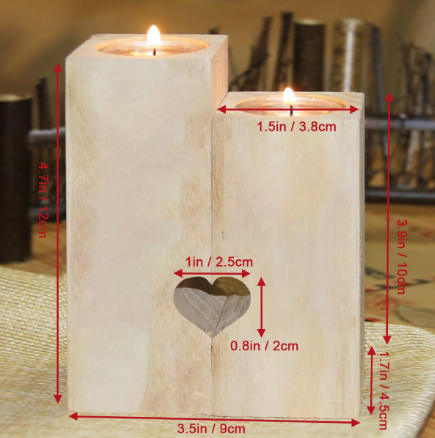 "P.G.L.P" Heart Shaped Candlestick | Wooden